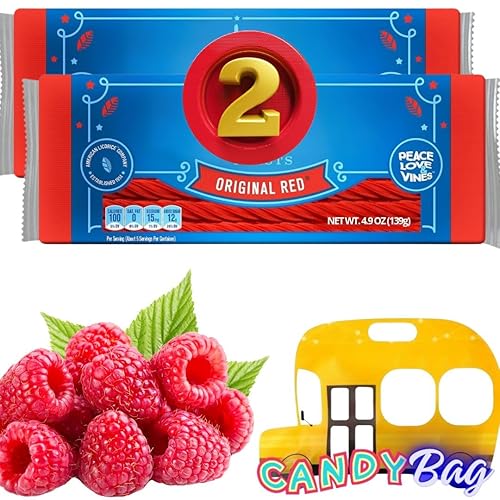 Paquete de 2 caramelos rojos de regaliz con rizos de vid  rojo clásico suave y masticable  Viene con una bolsa resellable (regaliz rojo)