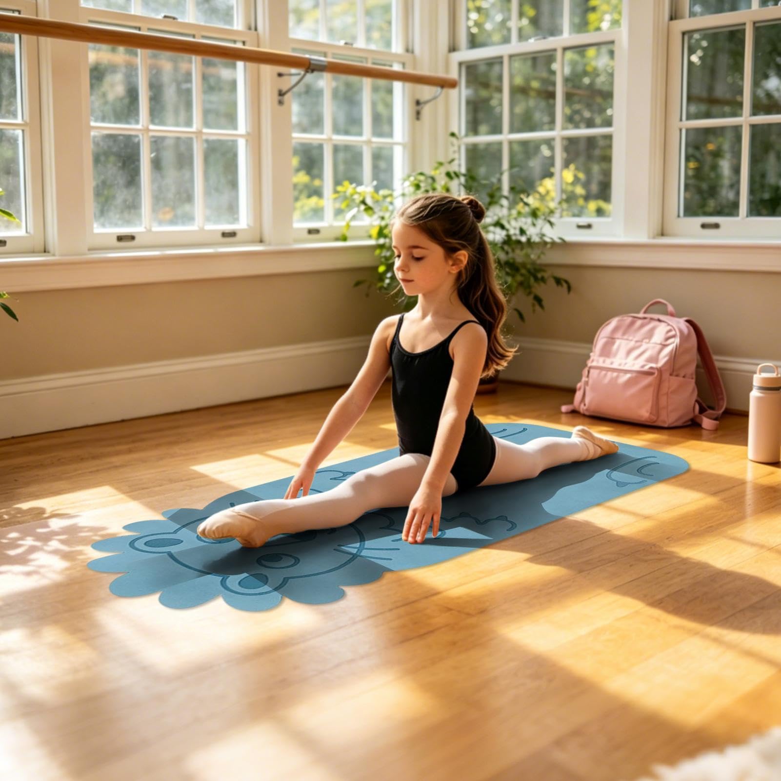 Tapete de yoga para niños, almohadilla de entrenamiento con patrón de animales de dibujos animados, tapete de yoga antideslizante, para el hogar, gimnasio, sala de estar, dormitorio, apartamento