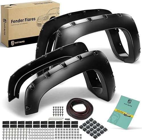 YHTAUTO Guardabarros estilo remachado de bolsillo con kit de accesorios de repuesto para Chevy y GMC C1500C2500C3500K1500K2500K2500K3500 negro