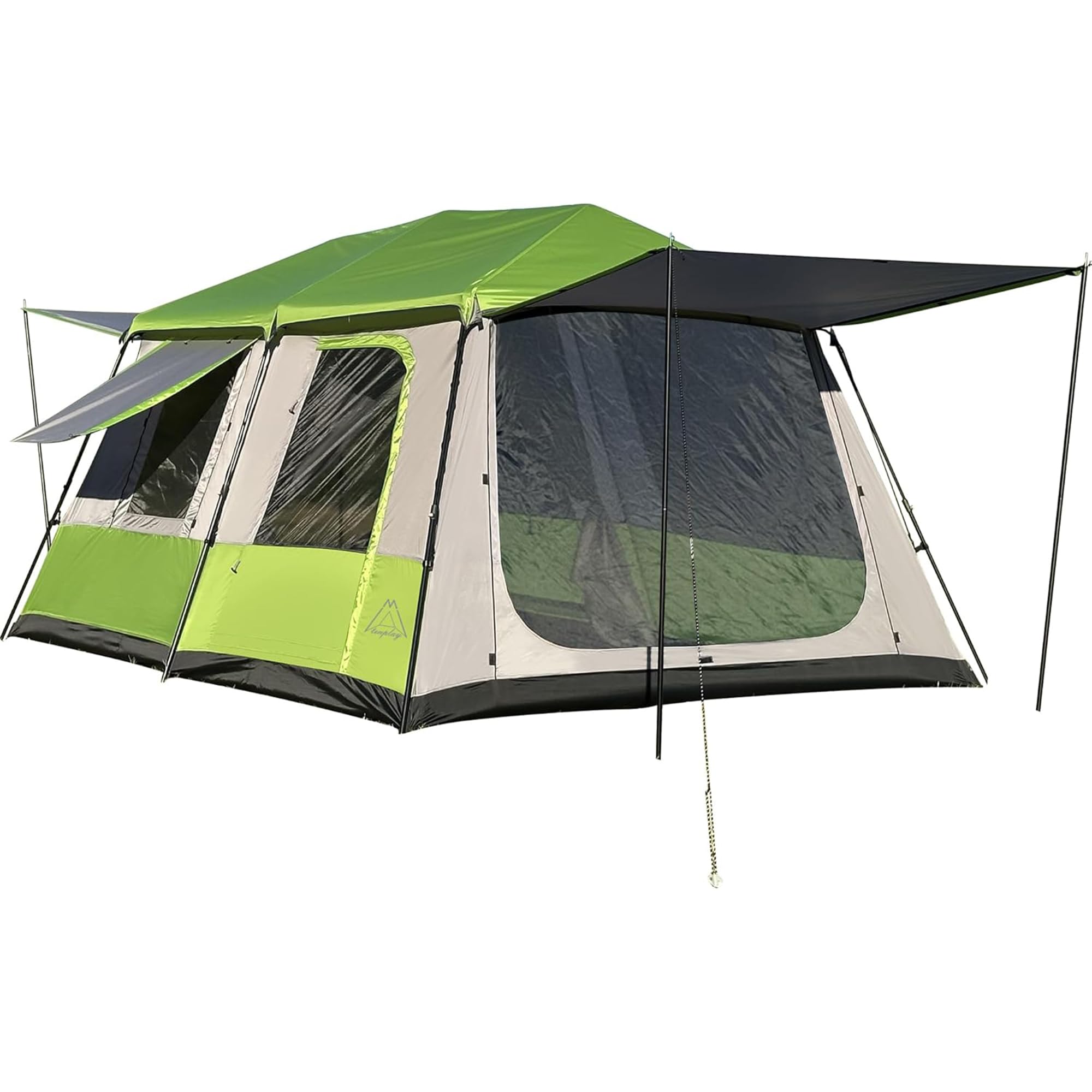 TENPLAY 2|4|6|8|Person Instant Cabin Tents,Portable Large Family Camping Tent with Rainfly,Vestibule,2 Room4 Doors,Waterproof,Windproof,Easy setup Pop Up for Outdoors Backpacking Hiking Backyard