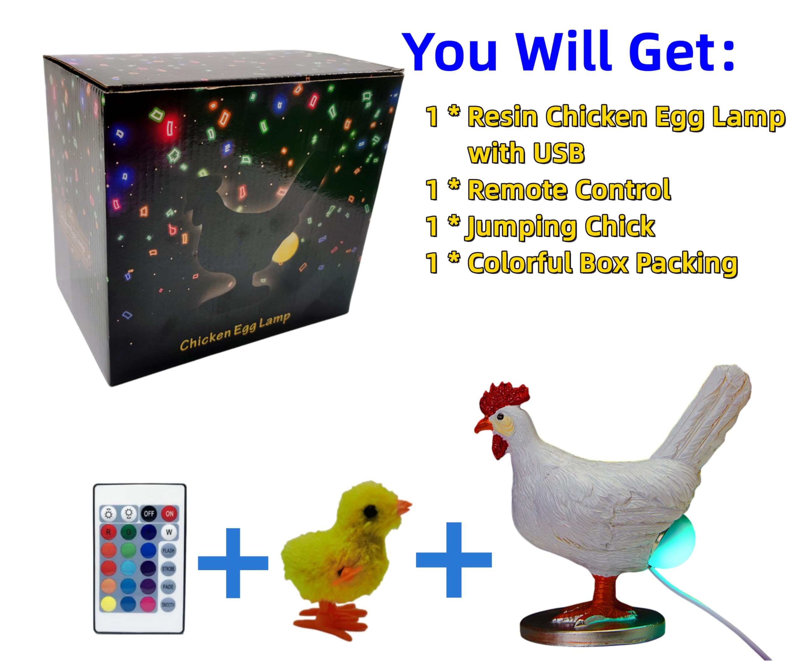 BooLai Upgraded Chicken Egg Lamp, Chicken Lamp, 16 Colors Change