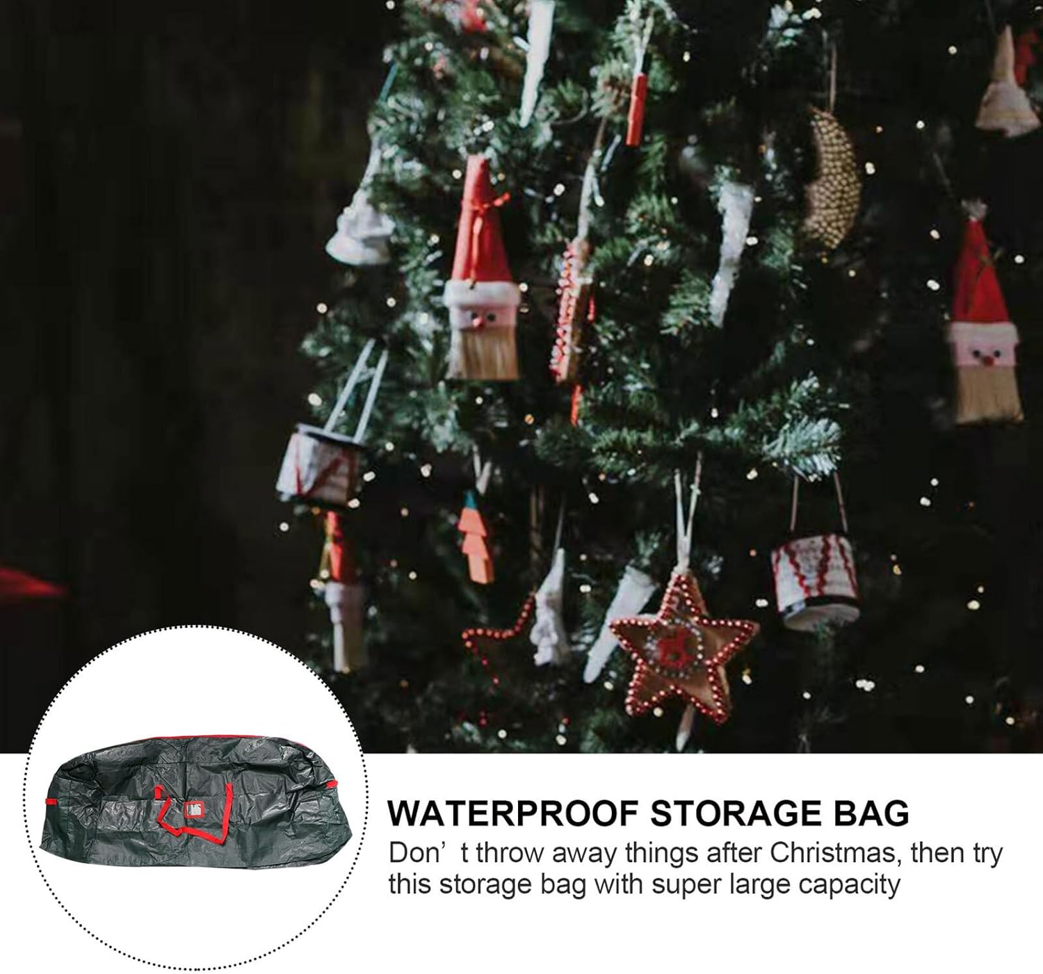 Gatuida Christmas Tree Storage Bag Waterproof Outdoor Xmas Tree Organizer Pouch 135x34x68cm Sturdy Holiday Decor Storage for Home and Party Random Color