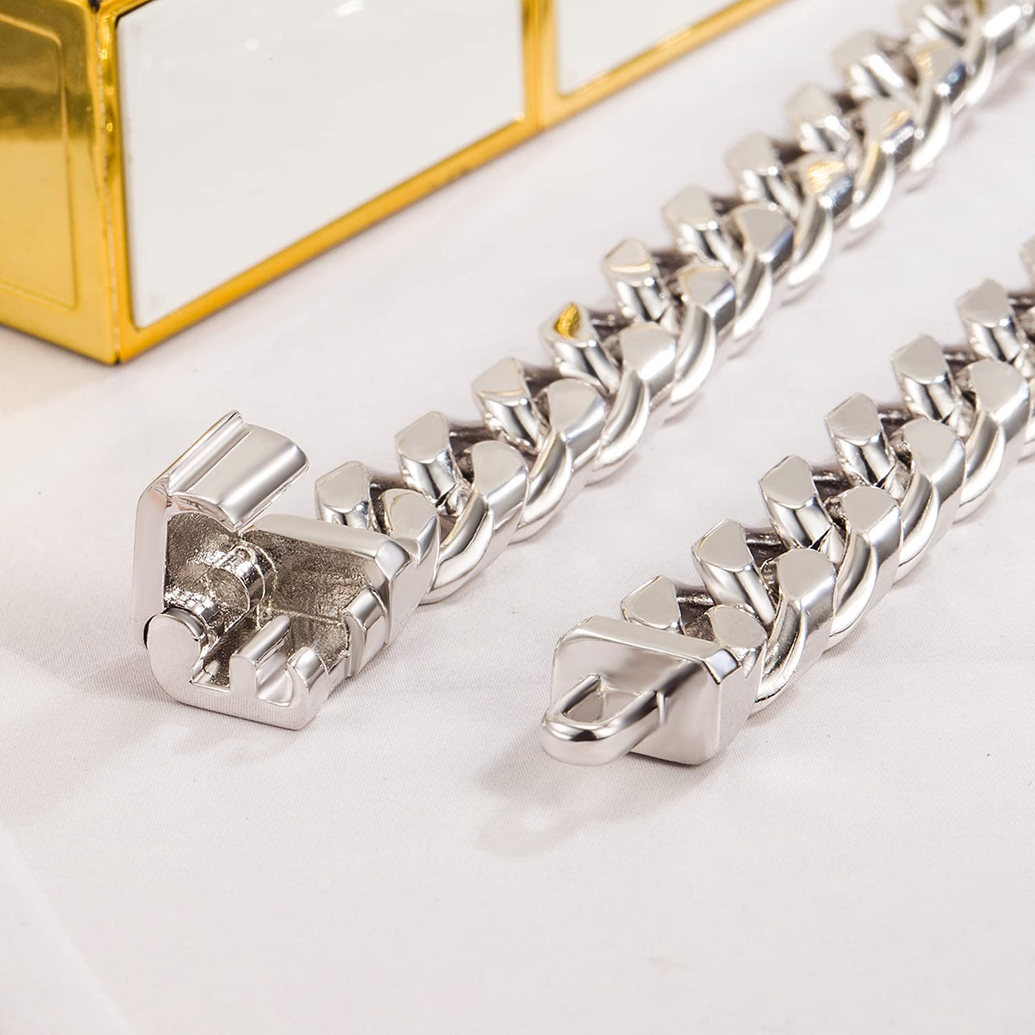 Dankadi Bracciale cubano massiccio da 10 mm, in argento 925, per uomo, catena cubana classica, liscia e scanalatura, 7 – 10 pollici, regalo di compleanno per adulti padre