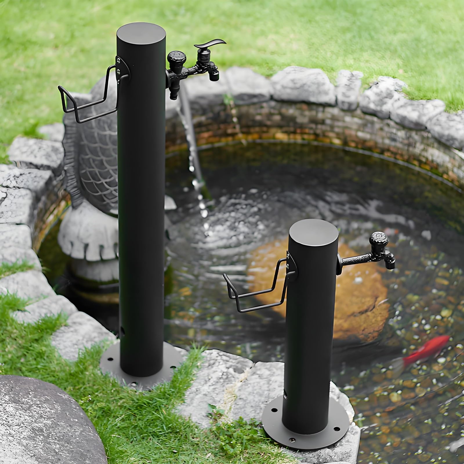 Colonna d'acqua verticale da giardino, supporto autoportante per tubo con rubinetto, forniture da giardinaggio per irrigazione, 86,1 x 5,1 cm