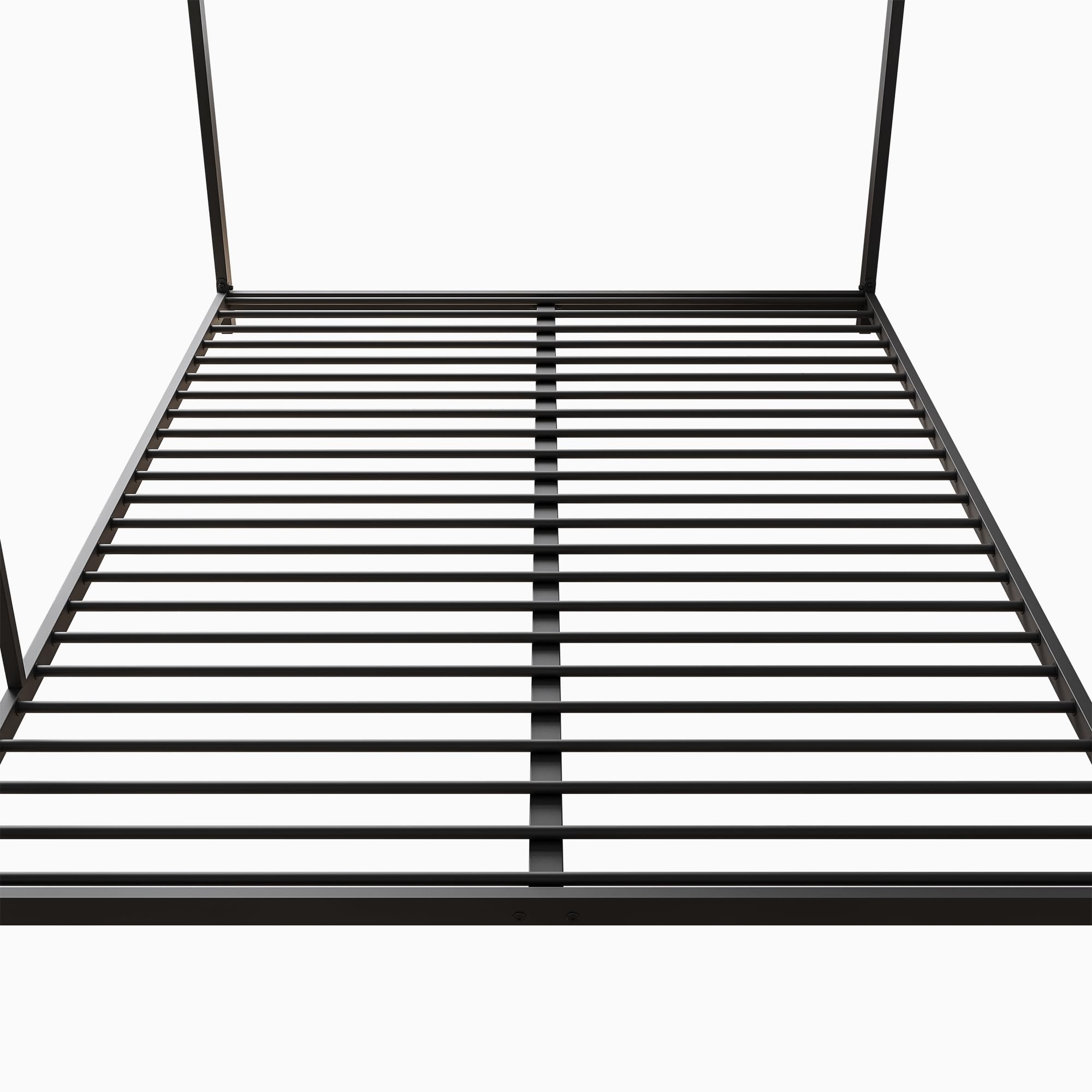 Azkoeesy Letto a castello 140 x 200 cm, metallo resistente, letto matrimoniale, con rete a doghe, protezione dalle cadute, per ragazzi e adulti, in forma classica (nero, 140 x 200 cm), WX00012