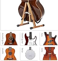 Vista 5 de SNIGJAT Soporte de Guitarra de Madera, Soporte de Guitarra Acústica con Espuma Acolchada, Soporte de Guitarra Eléctrica Clásica, Soporte