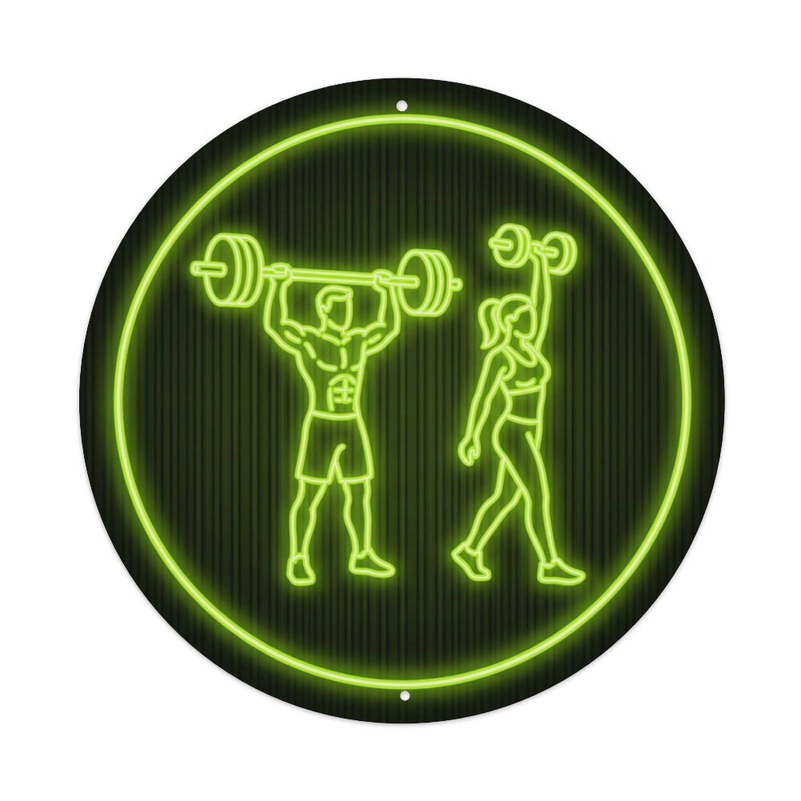 Yrnq 8X8inch Vintage Style Vintage Faux Neon Gym Retro Bodybuilding Fitness Robust Metal Tin Sign