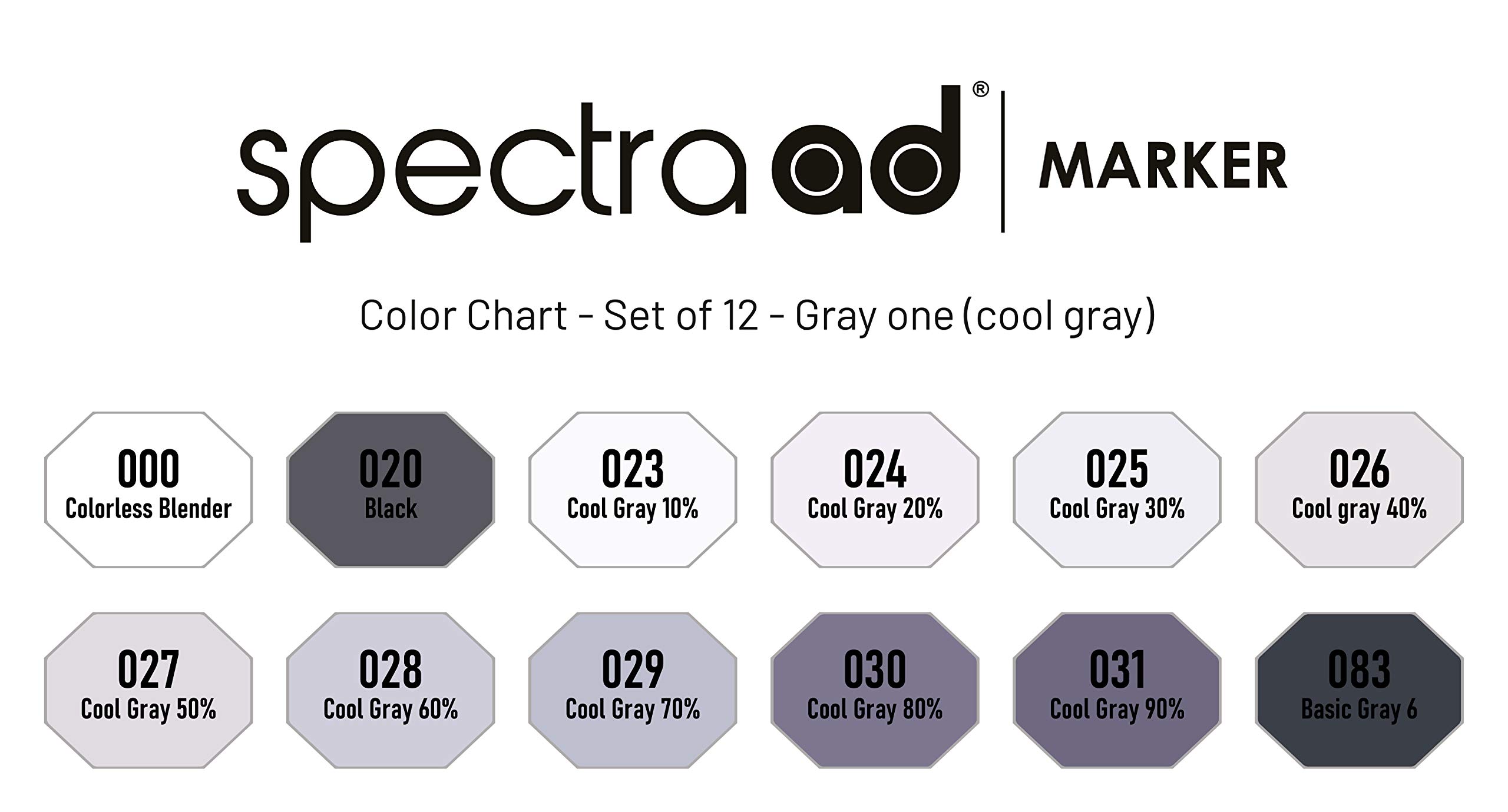 Marker Set of 12 - Gray One (Cool)