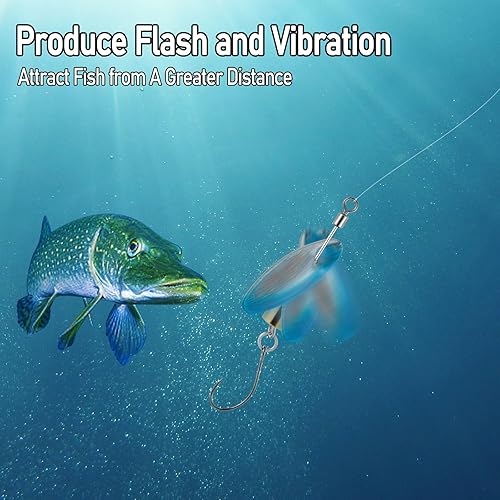 Miniatura 6 de Dr.Fish Paquete de 10 señuelos giratorios de pesca en línea con un solo gancho para trucha, spinnerbait, kits de señuelos Bass Crappie Salmón