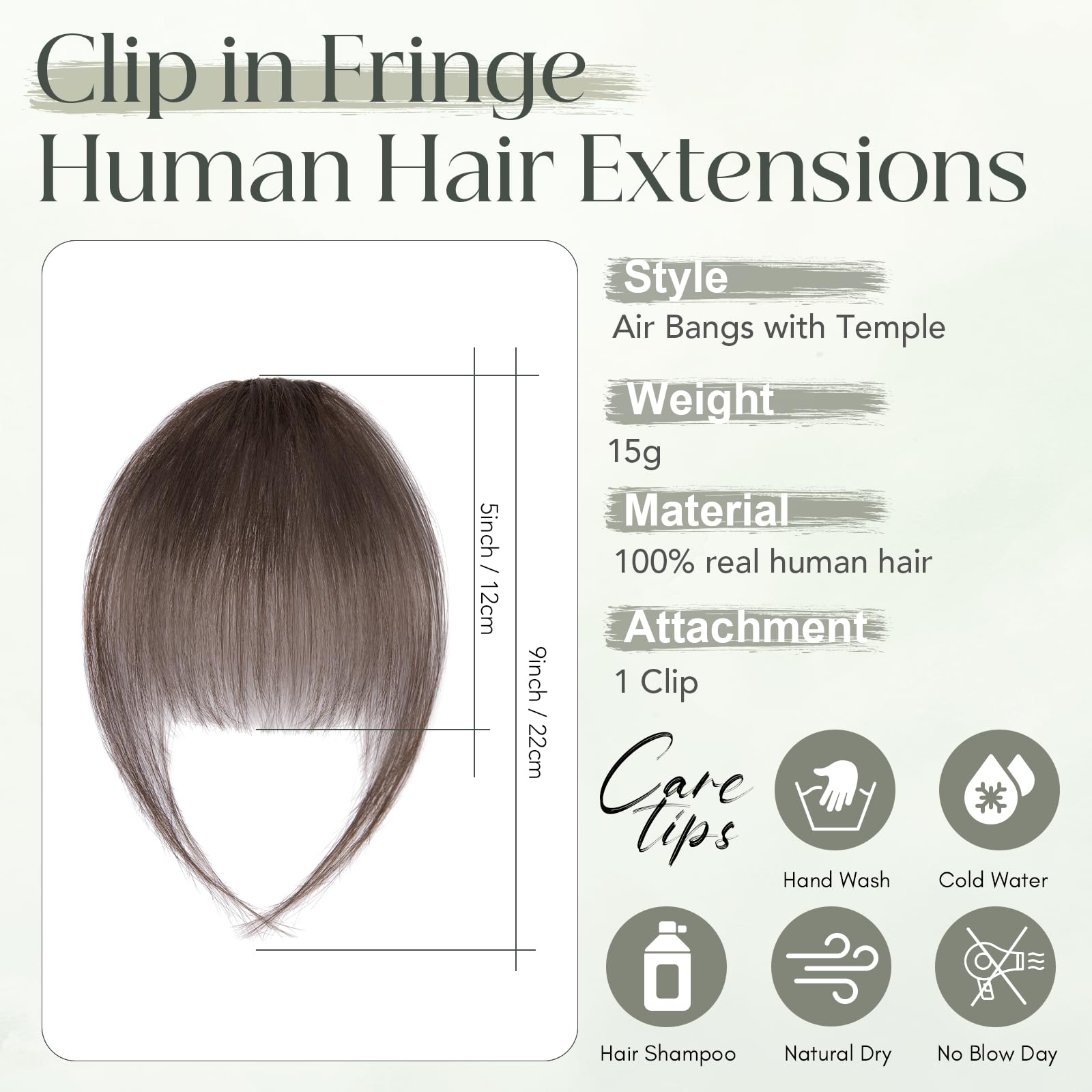 Clip in Fringe Human Hair Dark Brown Bangs Fringe Clip in Hair Extensions Clip on Air Bangs Remy Human Hair Extensions Short Hairpieces for Women Clip in Bangs Fringe - Image 2