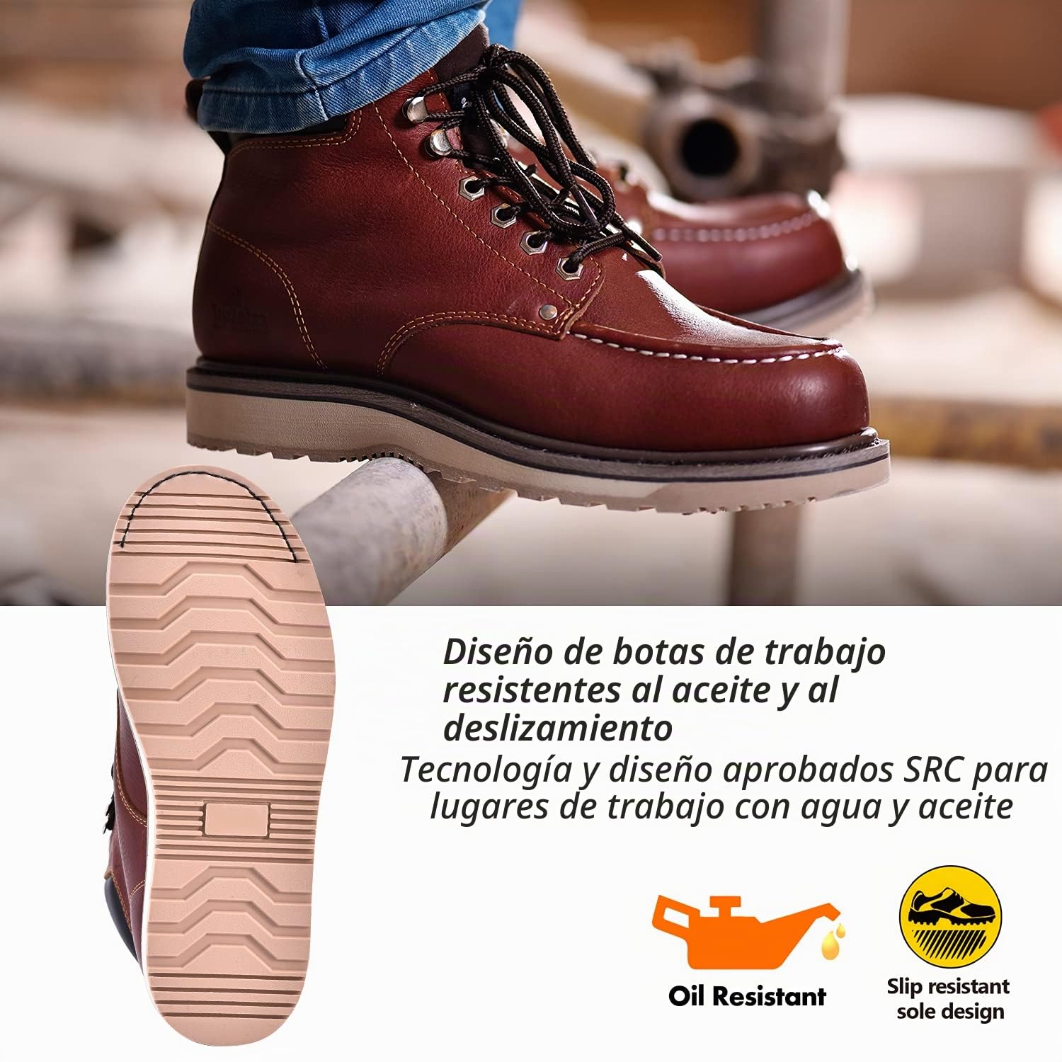 SAFEYEAR Safetoe Zapatos de Seguridad para Hombres y Mujeres, M-8076 Botas de Seguridad de tipo Cuero Impermeable, Dedo del pie Moc Ligeros Calzado Para Plantilla mas Comodas,EU 42