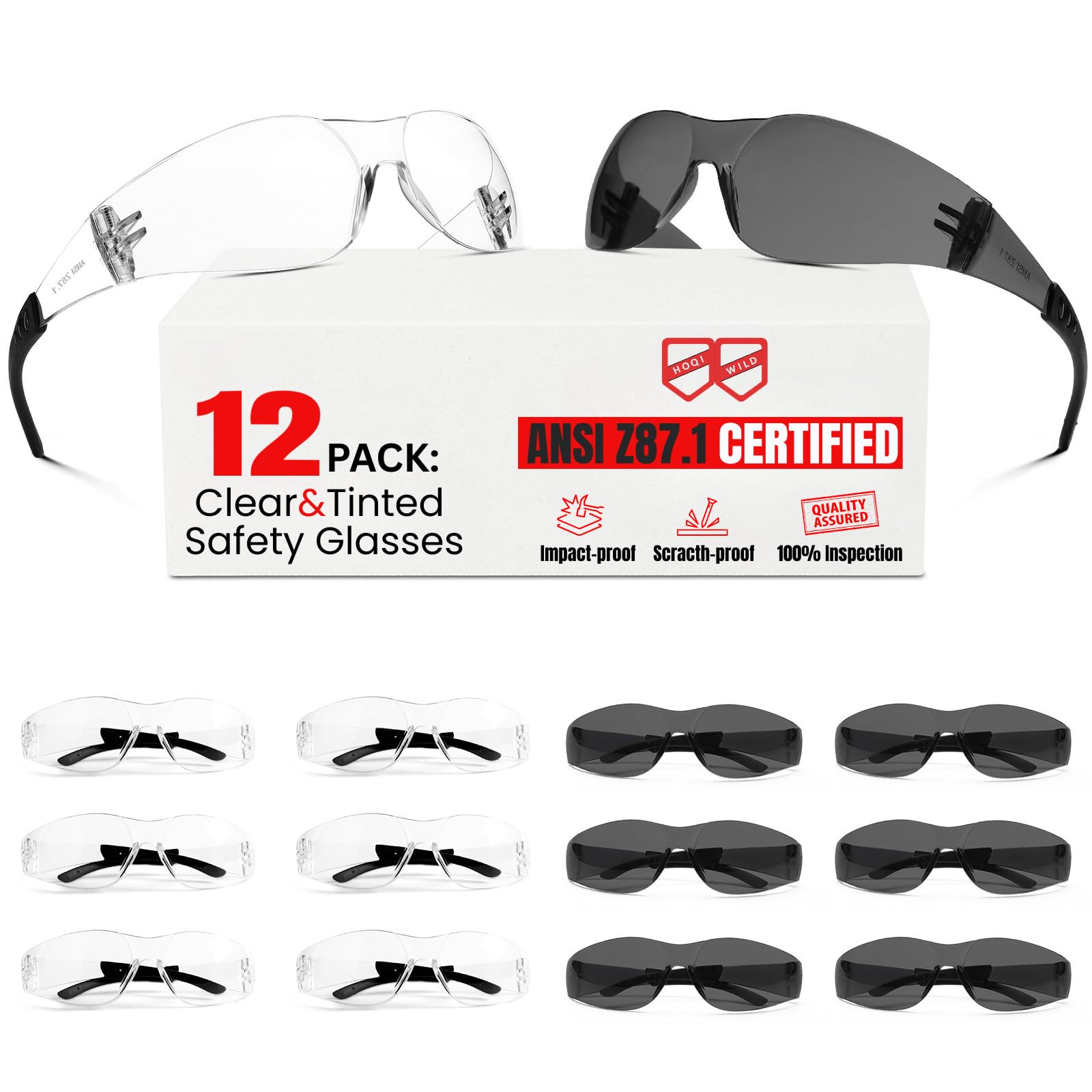 Gafas de seguridad transparentes a granel, ANSI Z87.1