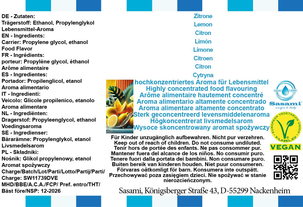 Zitrone Aroma Konzentrat - Vegan - Sasami - 100ml