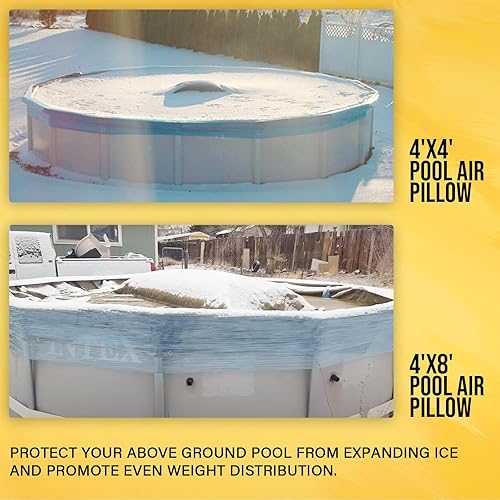 Miniatura 6 de Almohadas de piscina para piscina sobre el suelo, 4 x 4 pies, ultra gruesas y resistentes al frío, almohada de aire de piscina para el invierno,