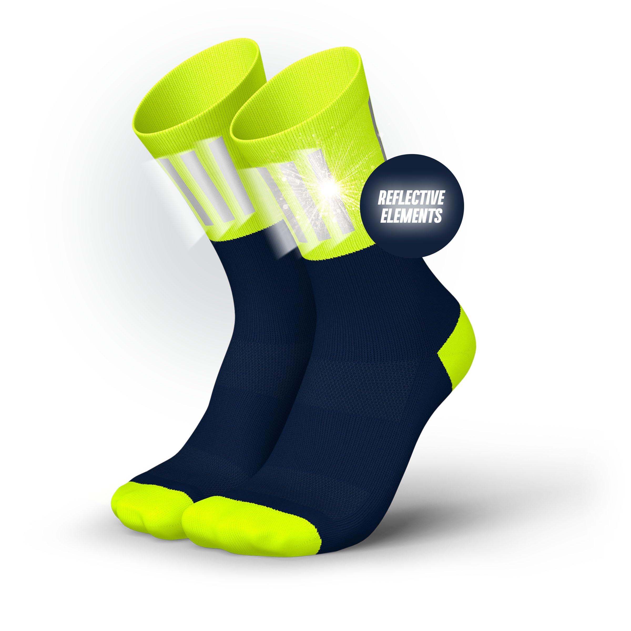 INCYLENCE High Viz Running Socks with Reflectors - Functional and Breathable for Maximum Visibility - 1 Pair, V3 Blue Canary, 39-42