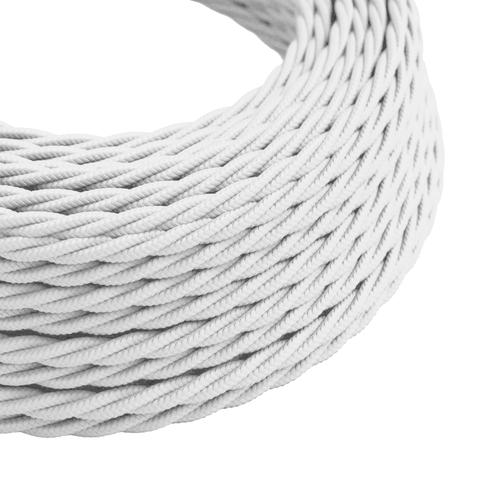 3 Core Braided Flexible Fabric Wire Flex Cable Antique Twisted Cable 3 Conductor 16.4ft Braided Electrical Cord Flex Cord Italian Braided for DIY (White, 5 Meter / 16.4ft)