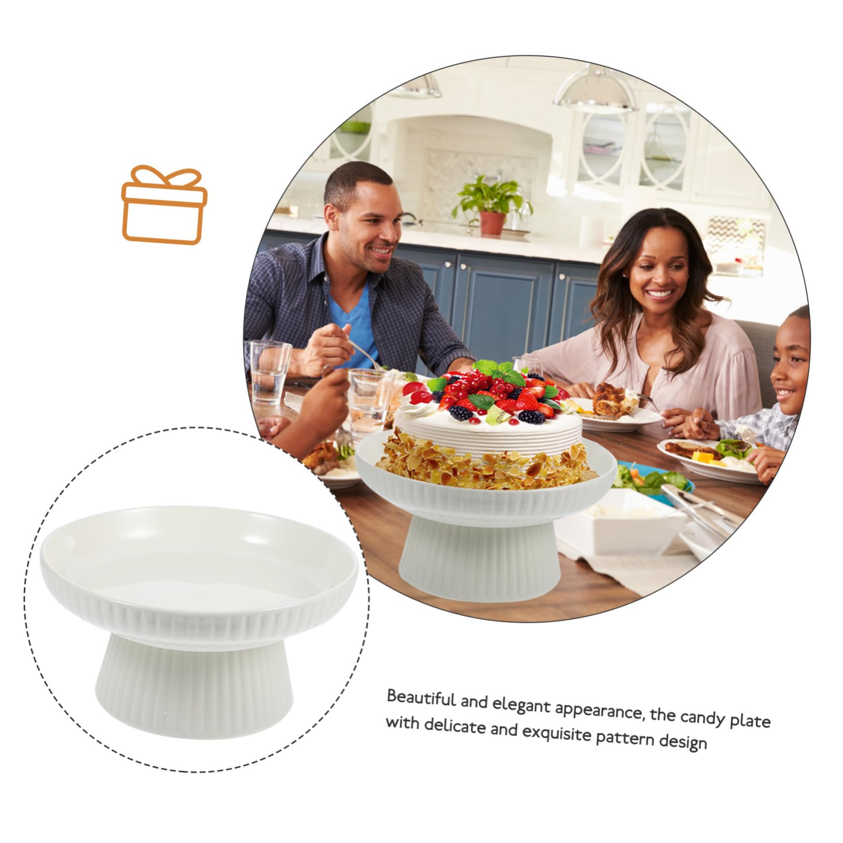 BRIGHTFUFU Elegant Fruit Plate Footed Dessert Tray with Vintage Design for Weddings Birthdays and Special Occasions Dishwasher Safe Serving Plate for Fruits and Snacks