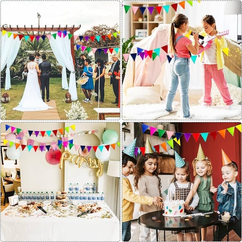 Image of Preetus 60 Feet Hand Made Paper Pennant Banner: Vibrant Hanging Decor for Hanging Decoration 60 Feet Length 2 Banners Total 30 x 2= 60 feet