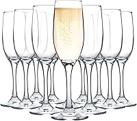 UMEIED Champagne Flutes Set of 12 - 6oz Classic Clear Stemmed Glasses for Weddings, Toasts, Sparkling Wine - Dishwasher Safe