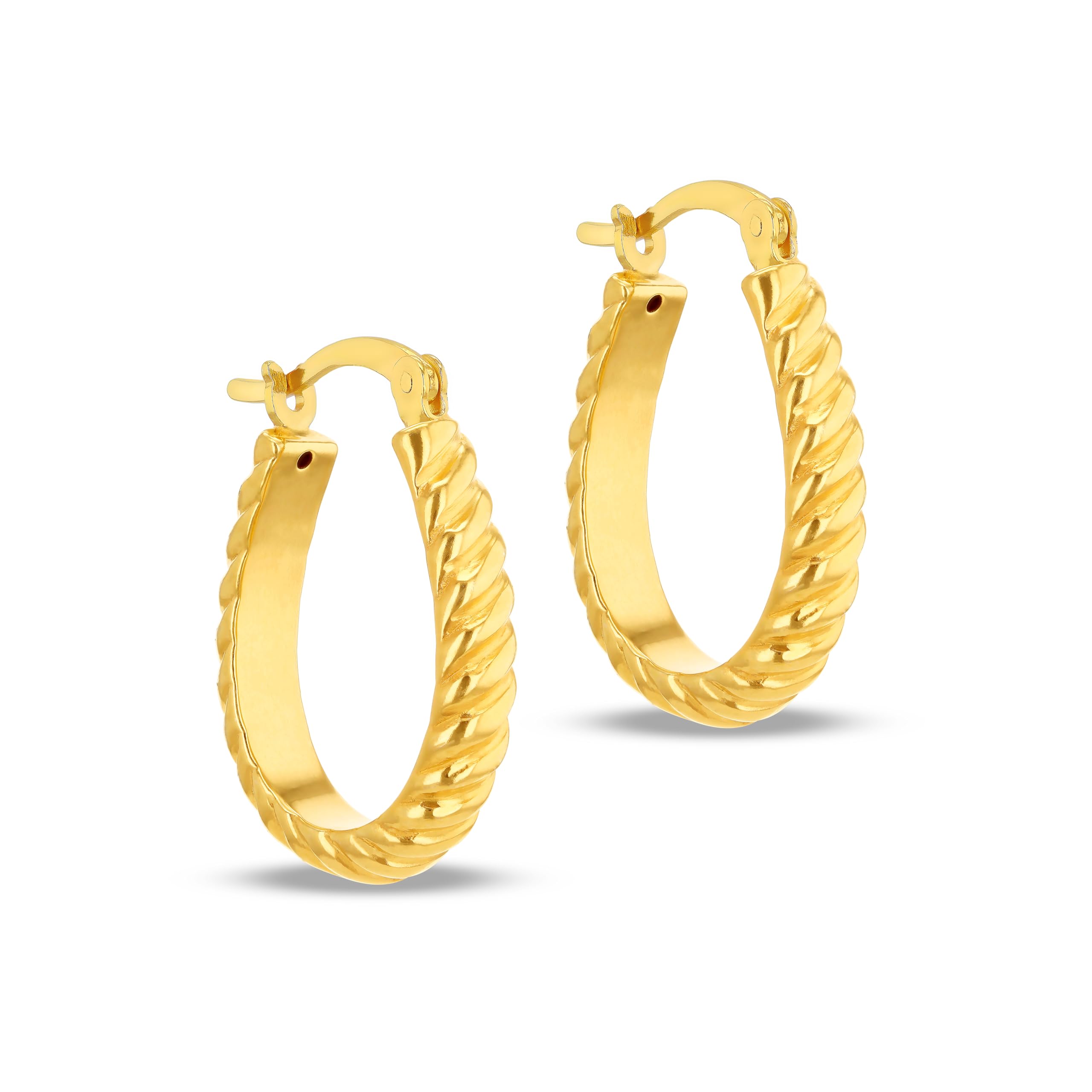 Amazon Essentials Sterling Silver Yellow Gold Plated Oval Twisted Creole Earrings