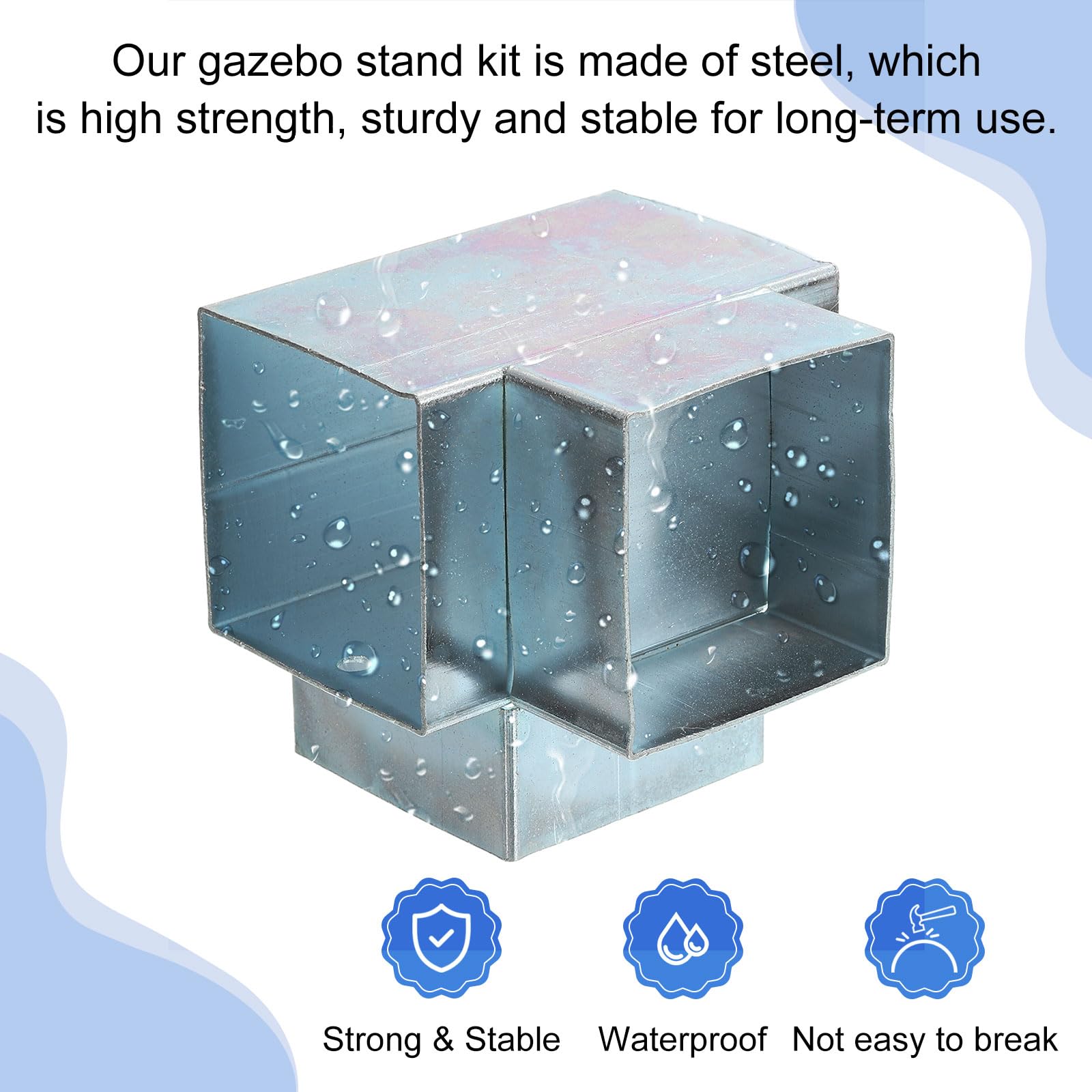QUARKZMAN 4-Wege Pavillon Winkelverbinder Kit Rechtwinklige Eckhalterung Holzbau DIY Pfostenbasis Kit Für 2.4" x 2.4" Bauholz Für Outdoor Terrasse Pavillon Blockhütten (8 Stück)