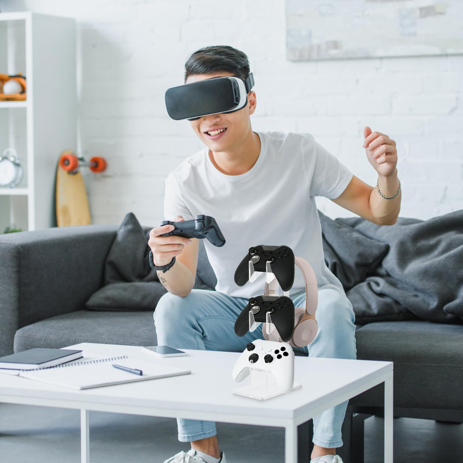 Catime Gaming Controller und Headset Ständer - 3 Ebenen Halterung für Gamepad und Kopfhörer - Display Stand aus Acryl