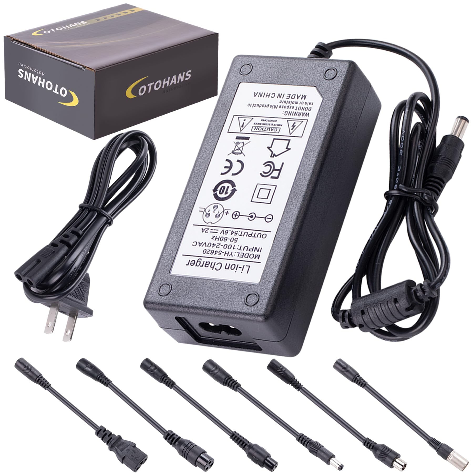 54.6V 2A Fast Battery Charger 7 in 1 Plugs - Universal Replacement Charger for 13S 48V Lithium-ion Batteries, Compatible with Gotrax, Razor, Jetson, Ninebot, Swagtron, Segway, Hiboy and More