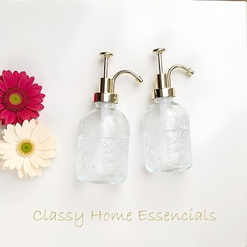 Miniatura 3 de Dispensador de jabón con bomba de vidrio, 8.5 fl oz, dispensador de jabón para manos de cocina, dispensador de crema agria, dispensador de bomba de