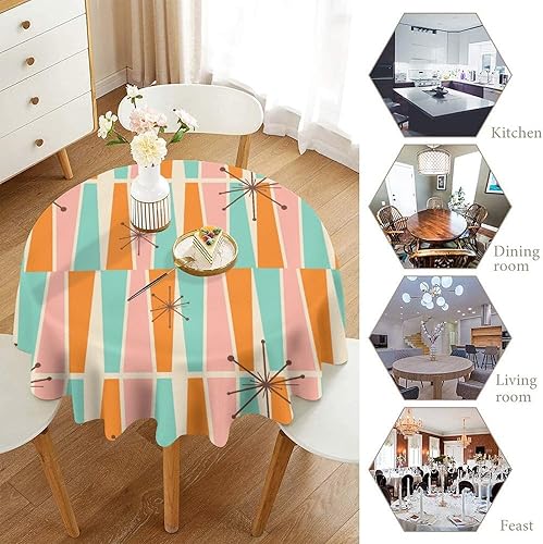 Miniatura 72 de Mantel floral hippie, diseño retro de los años 70, naranja, rosa, azul, floral, bohemio, estampado estético de margaritas, para fiesta, picnic