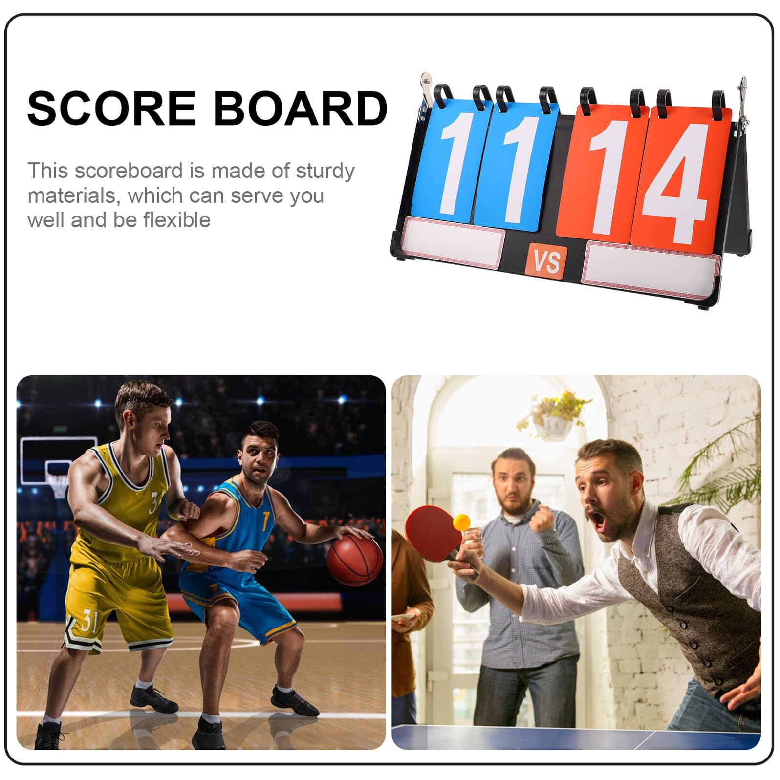 Tragbare Multifunktions sportanzeigetafel Flip Scoreboard für Volleyball Basketball Snooker Tischtennis Billiard Spielstandanzeige mit Großer Sichtbarer Ziffernanzeige