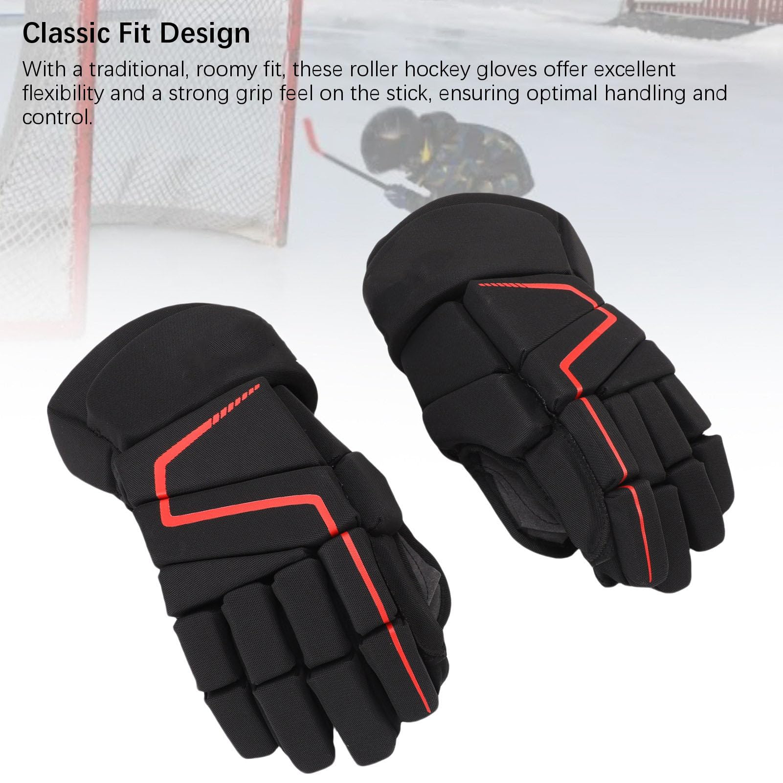 Guanti da Hockey su Ghiaccio, Guanti da Hockey su Pista Traspiranti Protettivi in ​​Schiuma di Nylon Eva per Giocatori Giovanili