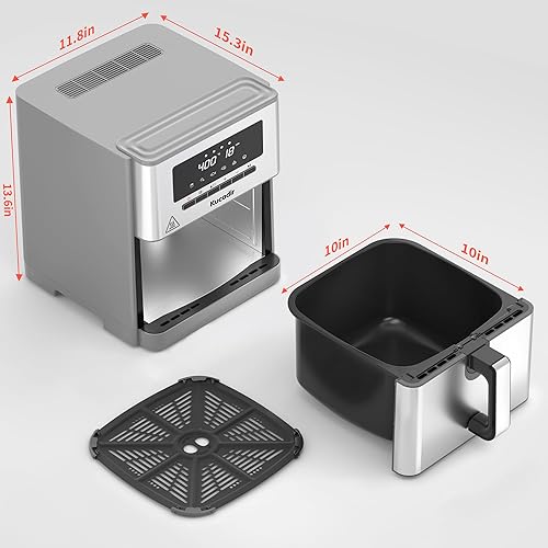 Miniatura 5 de Freidora de aire de 10 cuartos, Freidora de aire grande para familias, 6 funciones de cocción AirFryer, controles de temperatura de 400F en