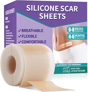 Silicone Scar Sheets, Medical Grade Silicone Scar Tape (1.6" x 120"), Professional Scar Removal Treatment, Reusable, for Healing Keloids, Surgeries Scars, C-sections, and Burns