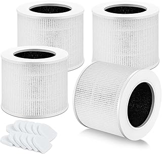 Core Mini-RF Filter Replacement Compatible with LEVOIT Core Mini High-Efficiency Activated Carbon Filter, 3-in-1 H13 Grade True HEPA Replacement Filter (4 Filters+12Aroma Pads)