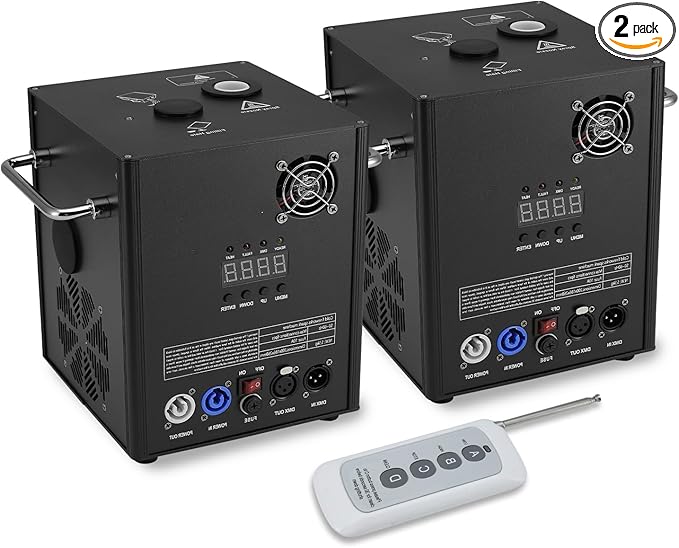 2PCS Stage Light Machine 500W 3–13 ft Adjustable with Cold Effect Fountain,with Remote & DMX512 2CH Control Cold Lights Machine for Wedding, Stage, DJ, Disco, Party Celebration（Not Include Material ）