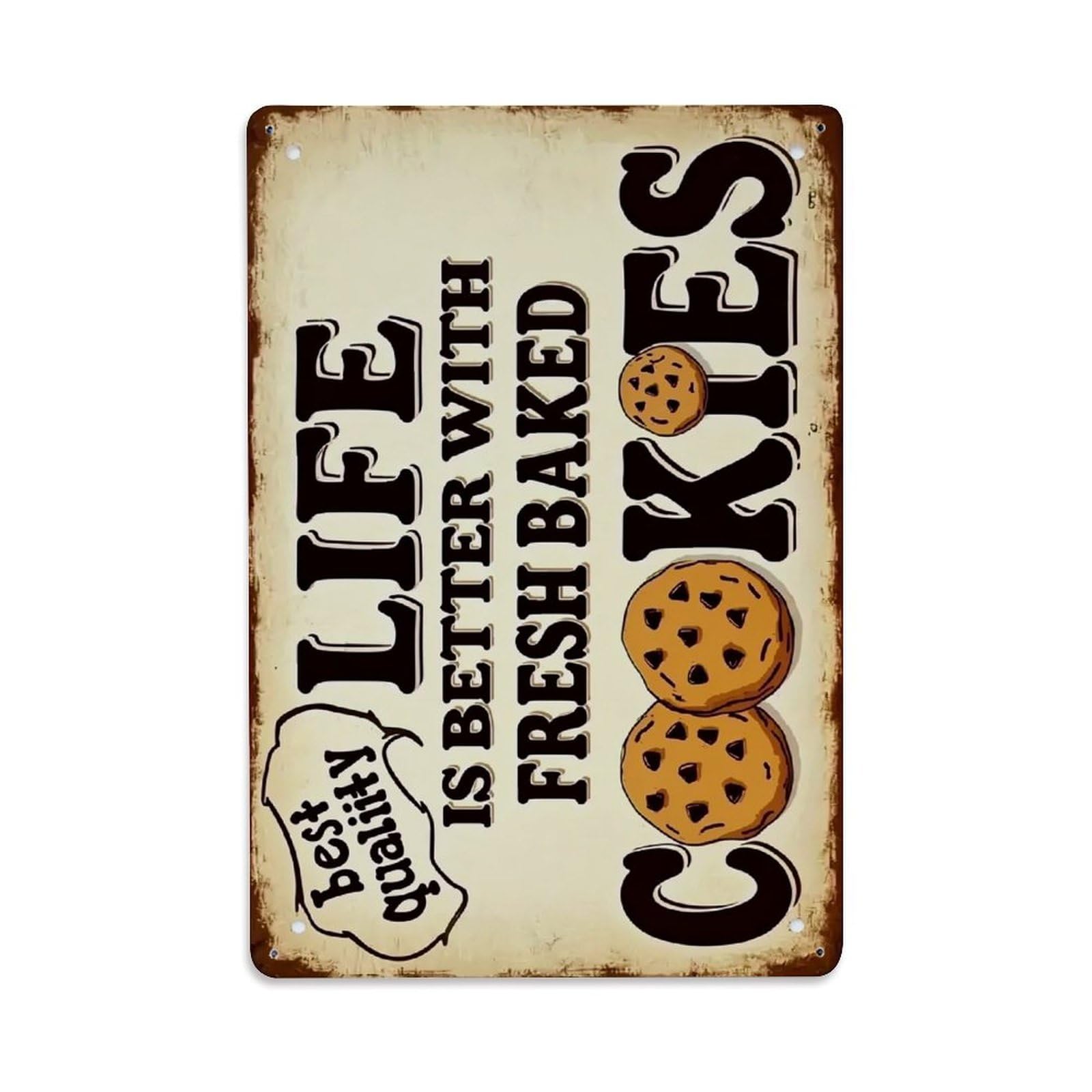 Nestemfo Vintage Life Is Better With Fresh Baked Cookies Tin Sign Metal Sign, Living Room,Bar, Home, Bedroom Wall Decor,Retro Metal Poster 8X12 Inches