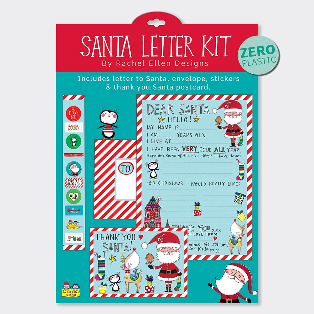 Rachel Ellen Letter to Santa Kit with Envelope, Stickers and Thank You Postcard