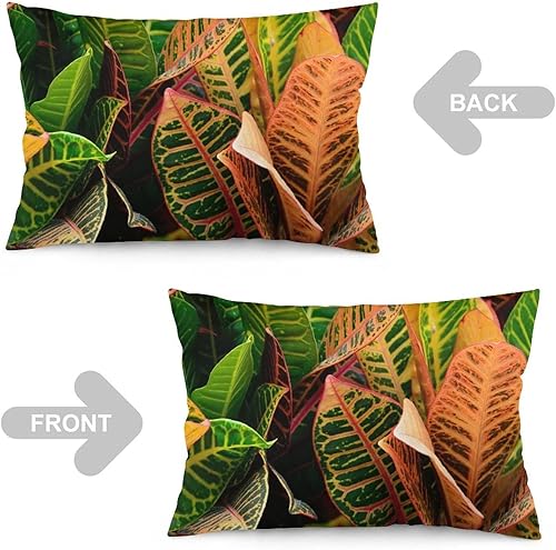 Miniatura 4 de MaSiledy Funda de almohada de hojas tropicales de 12 x 20 pulgadas, decorativas de verano con hojas verdes, decorativas, diseño de cremallera
