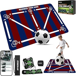 Football Training Mat With Kick Trainer 90 X 60 Cm Football Skills Mat Mastery Footstep Agility Pad To Boost Speed, Strength & Coordination Non-Slip Football Mastery Mats For Kids Youth Gifts