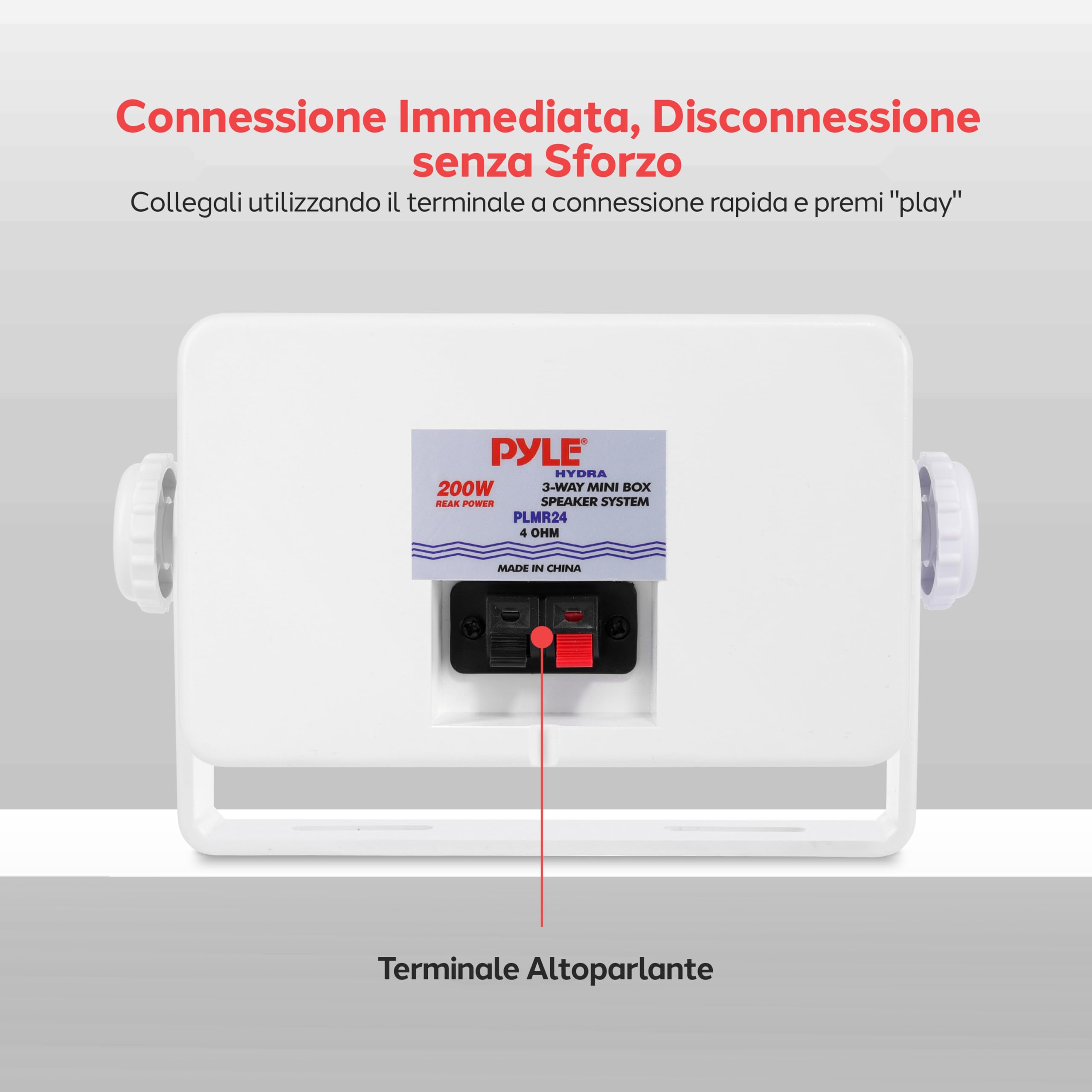 Pyle Cassa Mini a 3 Vie Impermeabile per Esterni, Altoparlante Coppia 8,89 Centimetri, 200 Watt Grado Marino, Resistente Intemperie, Griglia in ABS, Casa, Barca, ai Bordi della Piscina, Patio