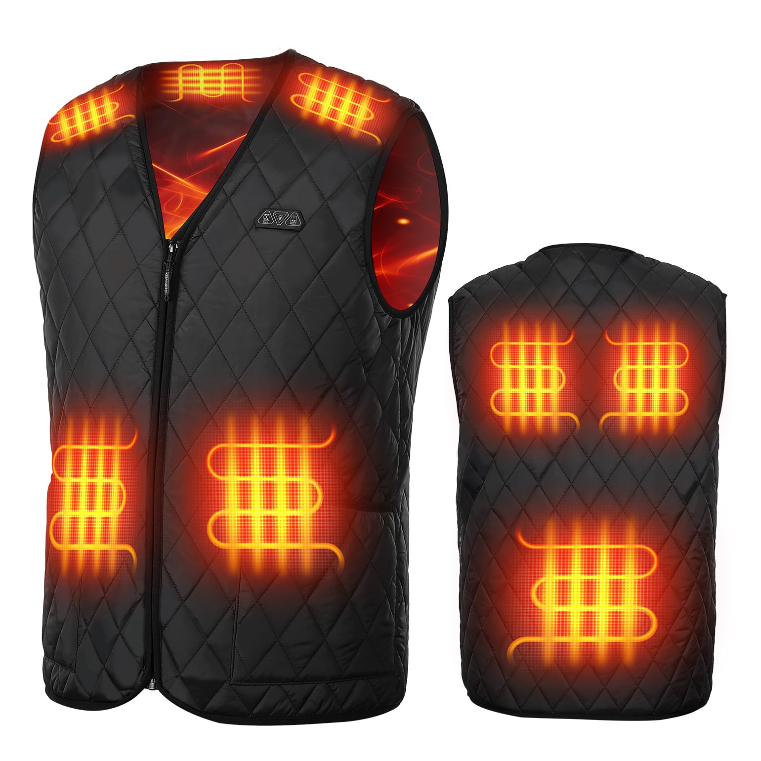 KEMIMOTO Gilet Riscaldato Uomo, Elettrico Gilet Riscaldato con 8 Elementi Riscaldanti, USB Giubbotti Riscaldati con 3 Temperature per Lavoro Sci Escursionismo Caccia Moto (Senza Batteria)