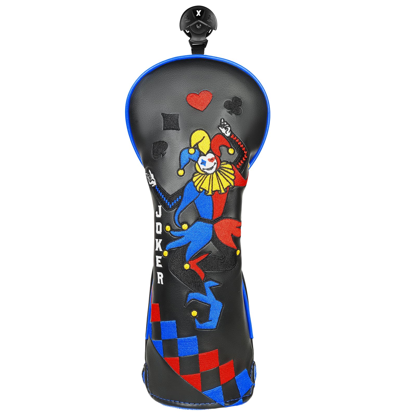Golf Club Head covers Fairway Wood FW with Interchangeable Number Tag 3457X Elastic Closure Black PU Leather Joker Pattern