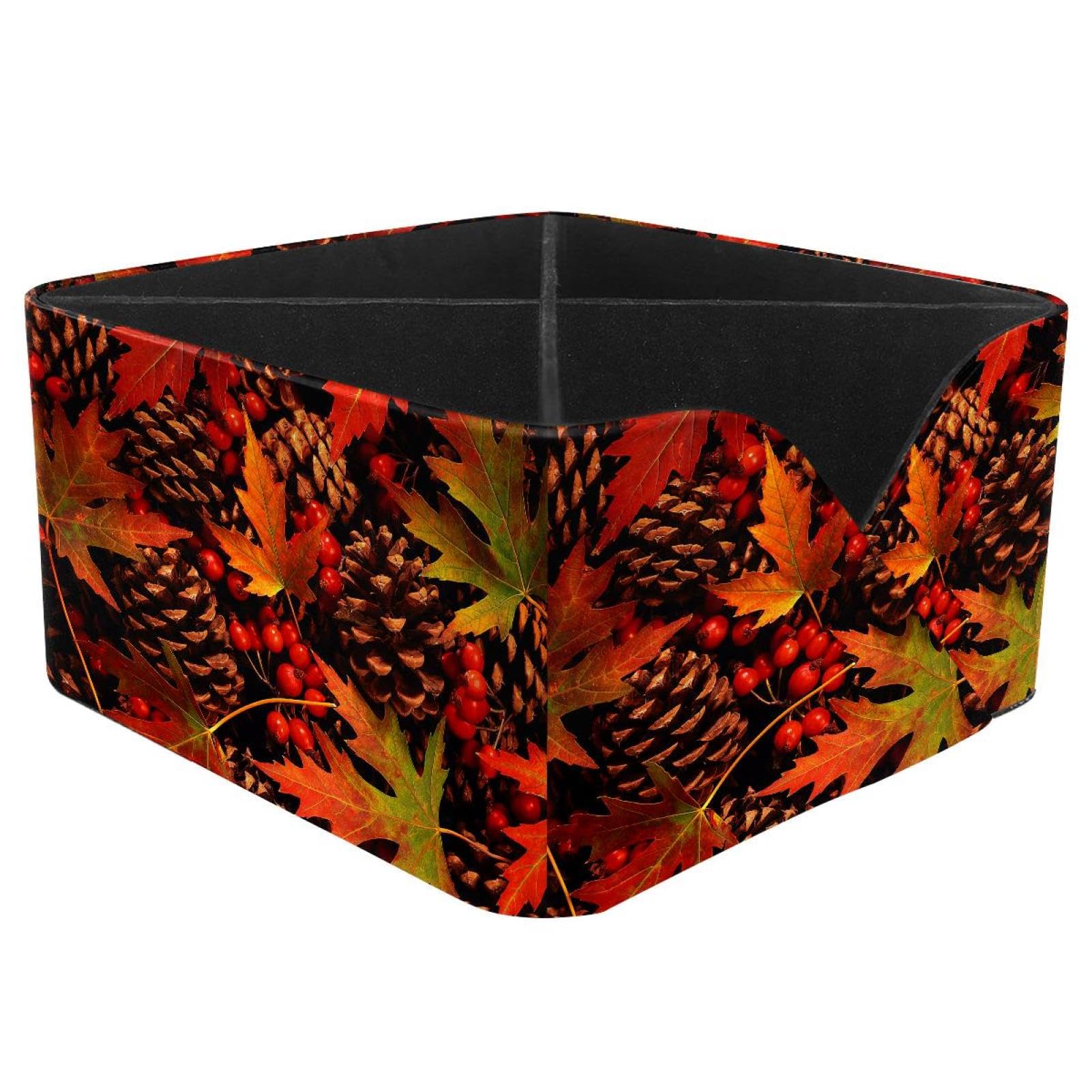 KengjuTesu Pinecone Leaves Desktop Organizer Pen Holder, Rectangular Pencil Cup for Office, Study and Makeup Stations