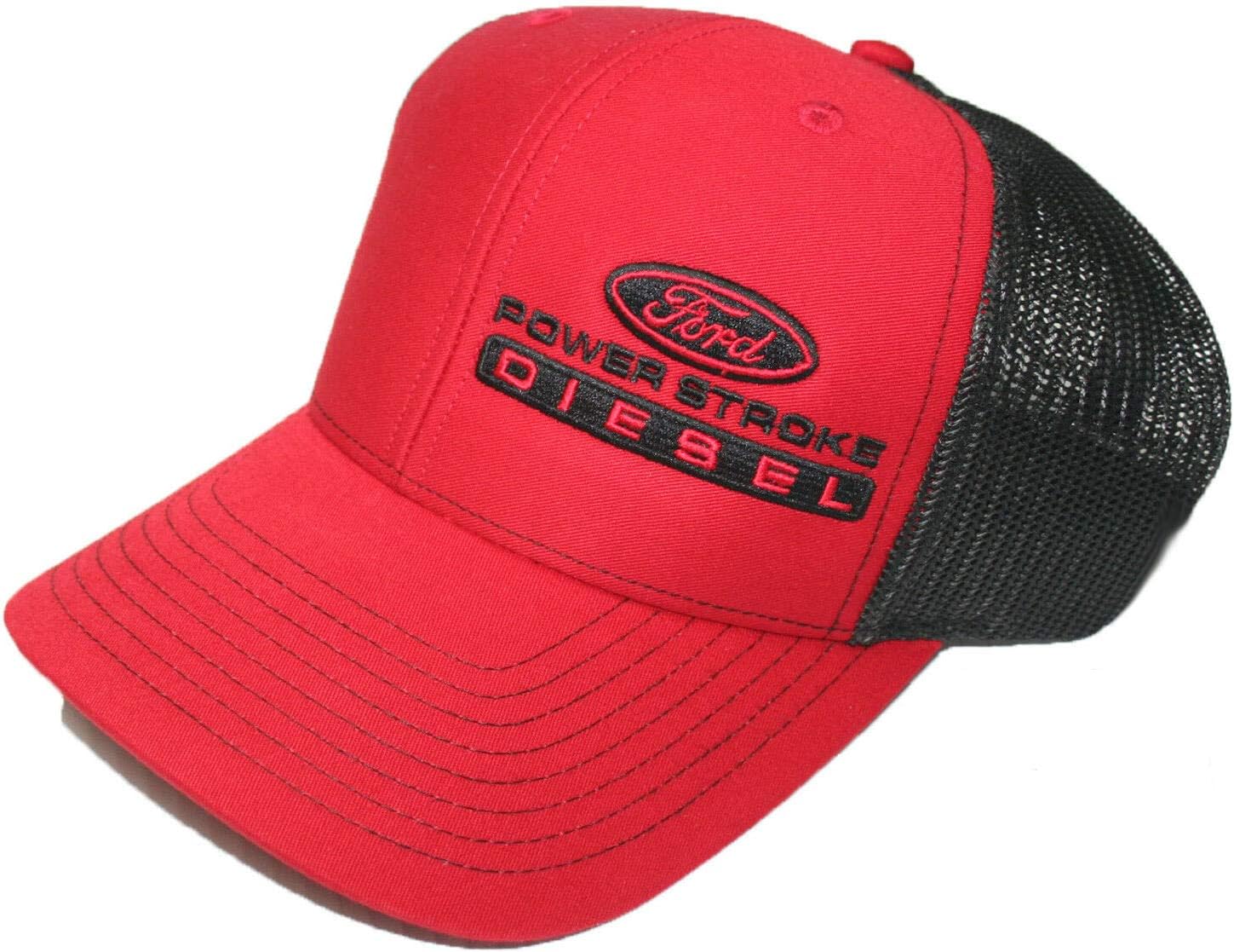 Power Stroke Richardson 112 Truck Hat RED Black mesh snap Back Cap