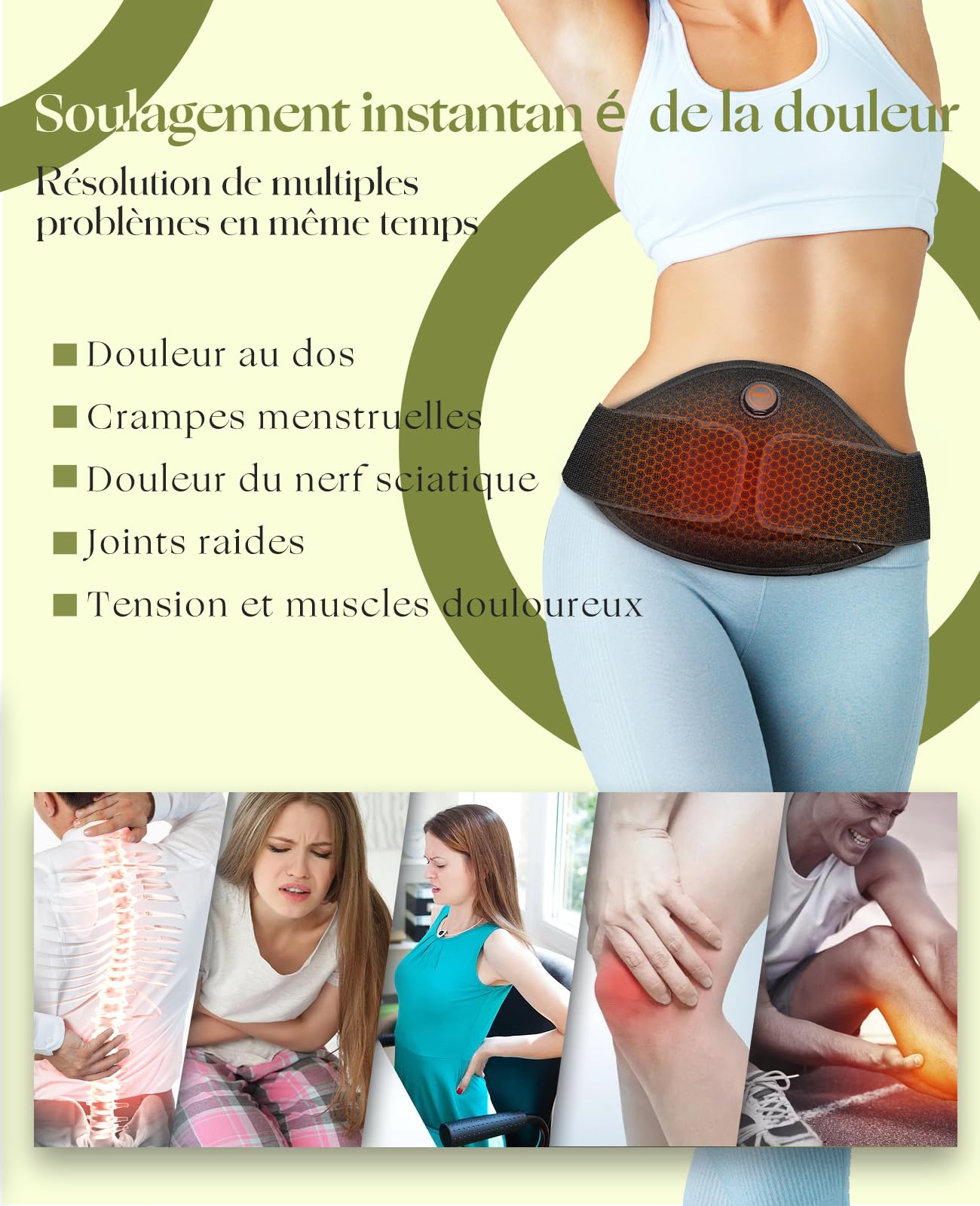 uncn cinturón calefactor lumbar versátil