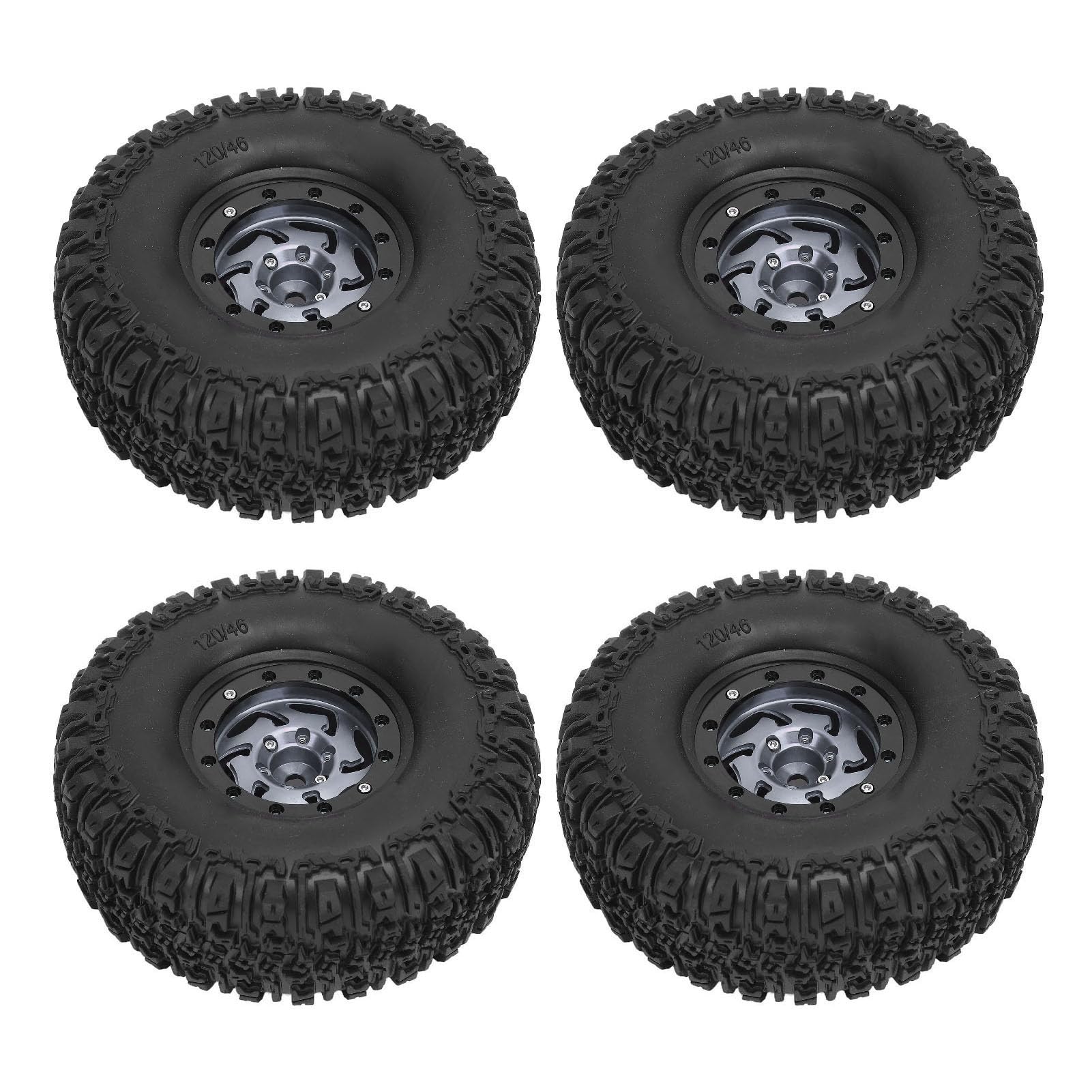 Gąsienica RC Stylowy Zestaw Piast kół ze Stopu Aluminium do Samochodu RC 4 szt. Zestaw Opon 120x46mm dla Entuzjastów (Kolor Ti)