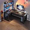 Gaming Desk, L-Shape, Corner Game, Pewter Desk Desk, Top Home Desk, President Desk, Executive Desk, Space Saving, Combinable, Scratch Resistant, Sway & Wobble Prevention, Game Play, Remote