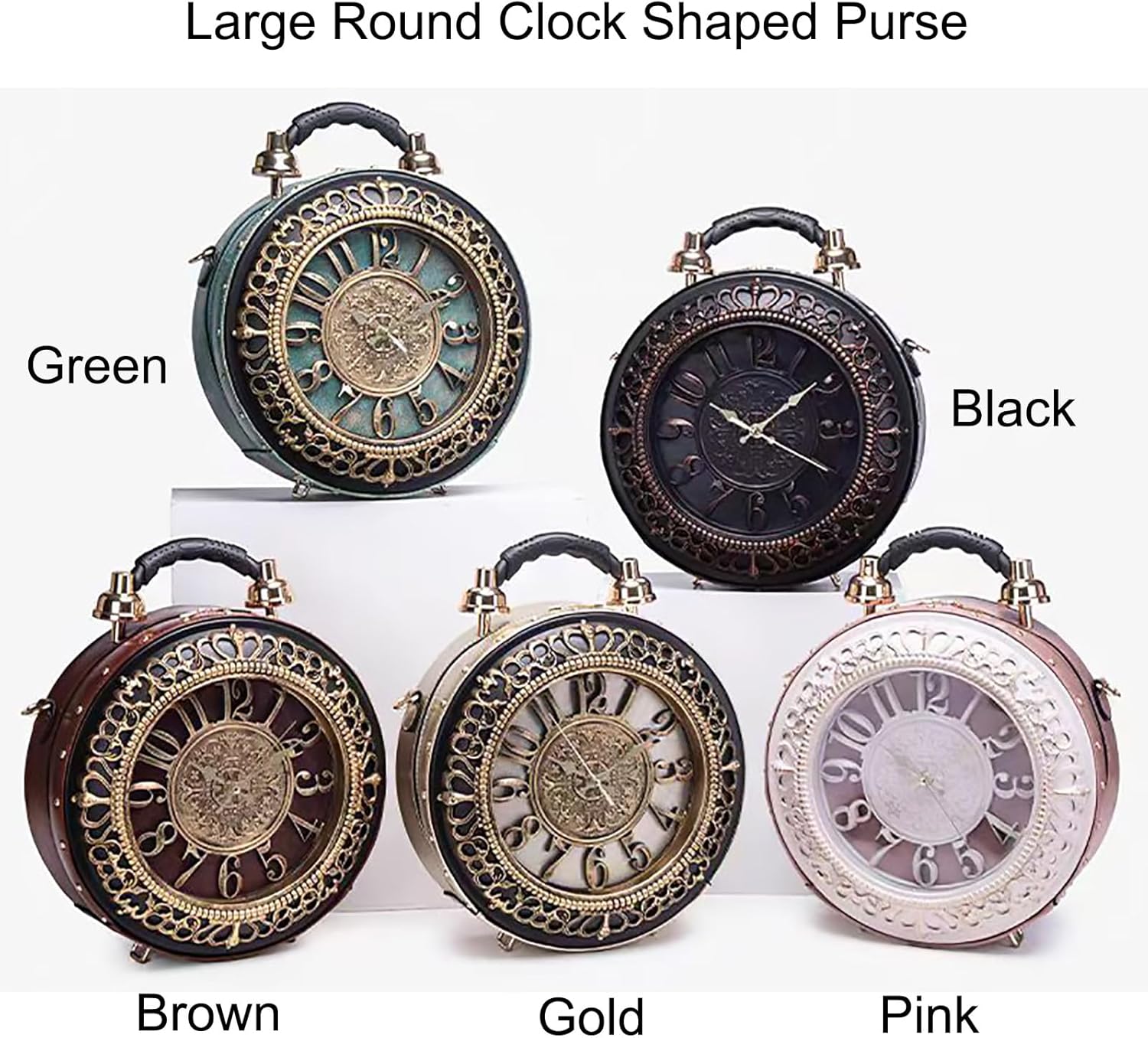 Women PVC Clock Shaped Handbag Crossbody Shoulder Bag Clock Purse - Image 7