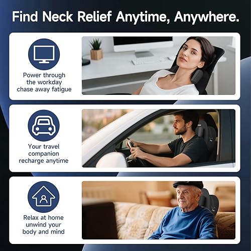 Miniatura 8 de Masajeador de cuello 2025, relajante de cuello y hombros con calor, 3 modos y fuerzas, masajeador de cuello para aliviar el dolor de tejido