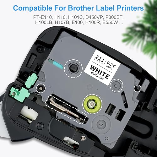 Miniatura 3 de Absonic Tze - Paquete de 4 cintas laminadas blancas de 0.23 pulgadas compatibles con Brother Tze-211 Tze211 Tze211 Tz211 P Touch cinta de etiquetas